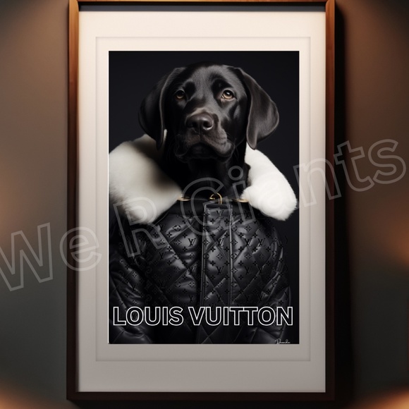 Louis Vuttion Animal Theme Art- Black Lab Wall Art 11x17 - Picture 1 of 3